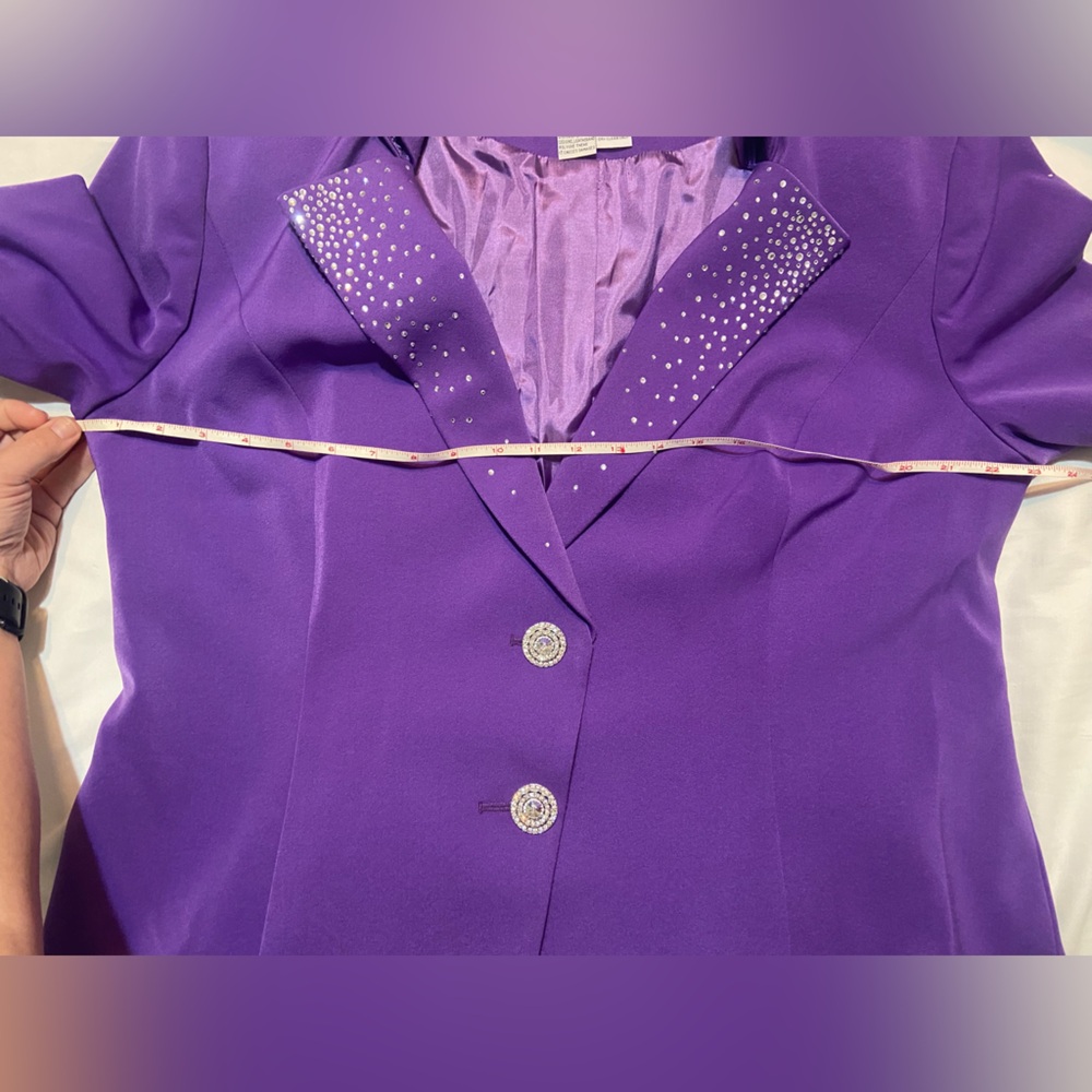 Elegant Purple Ben Marc International Tank and Blazer with Embellished Lapel - Picture 11 of 14